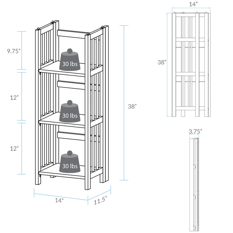 Elegant Mahogany 3-Shelf Folding Bookcase - Perfect for Your Office or Kids Room
