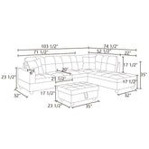Stylish and Comfortable L-Shaped Convertible Sectional Sofa for Small Spaces - Elegant Black Design (Without Ottoman)