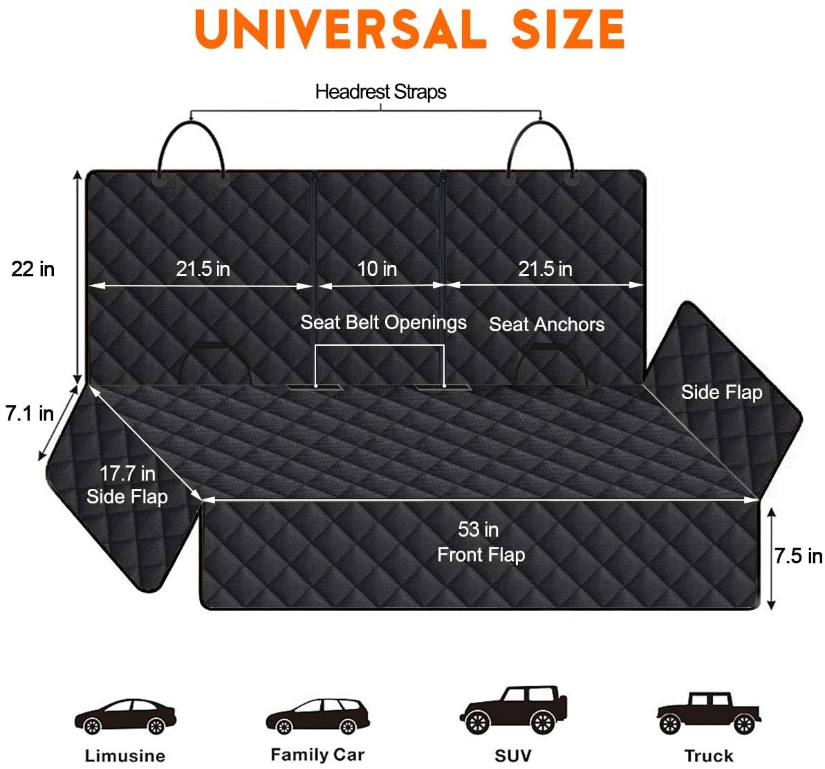 Ultimate Dog Car Seat Cover - Waterproof, Non-Slip Back Seat Protector for Pets & Kids - Universal Fit for Cars, Trucks & SUVs - Black