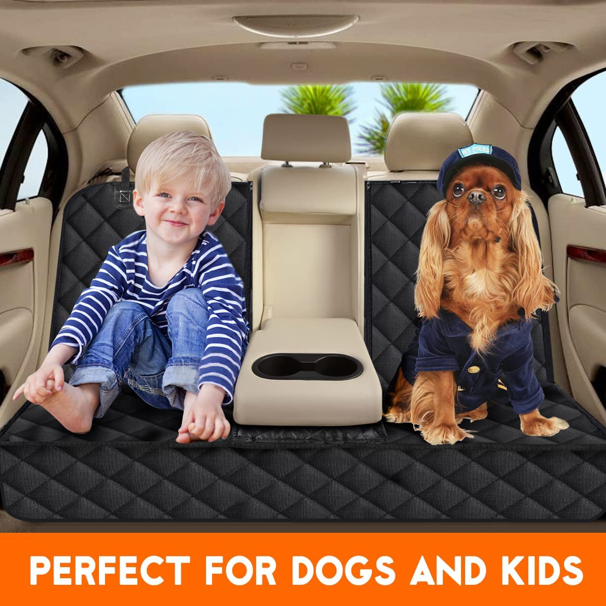 Ultimate Dog Car Seat Cover - Waterproof, Non-Slip Back Seat Protector for Pets & Kids - Universal Fit for Cars, Trucks & SUVs - Black