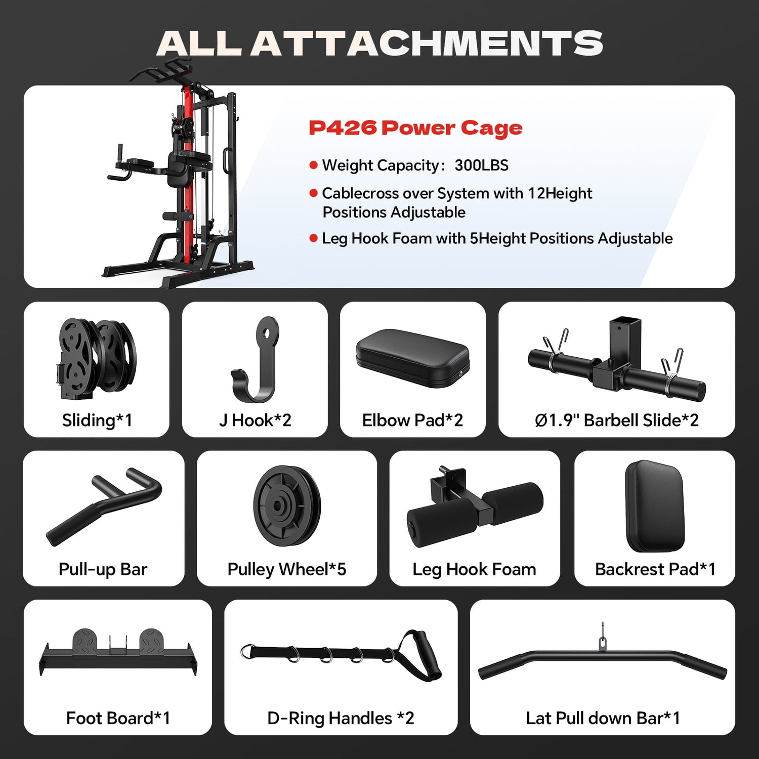 Ultimate Home Gym Machine - All-in-One High/Low Pulley System for Comprehensive Strength Training, Lat Pulldown, Rowing, and Leg Support