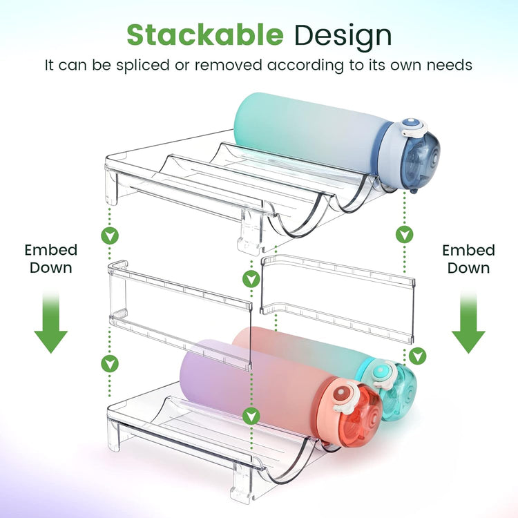 Effortlessly Organize Your Space with Our Stackable Water Bottle Storage Rack - 2-Pack Classic Acrylic Design