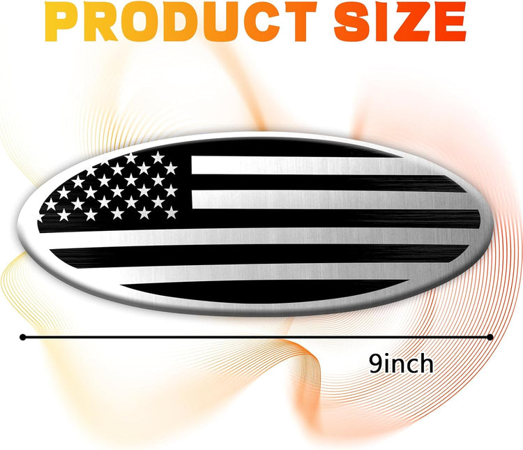 Elevate Your Ride with the Silver American Flag Tailgate Emblem for Ford F150, F250, F350 - Stunning 9 Inch Aluminum Front Grill Badge