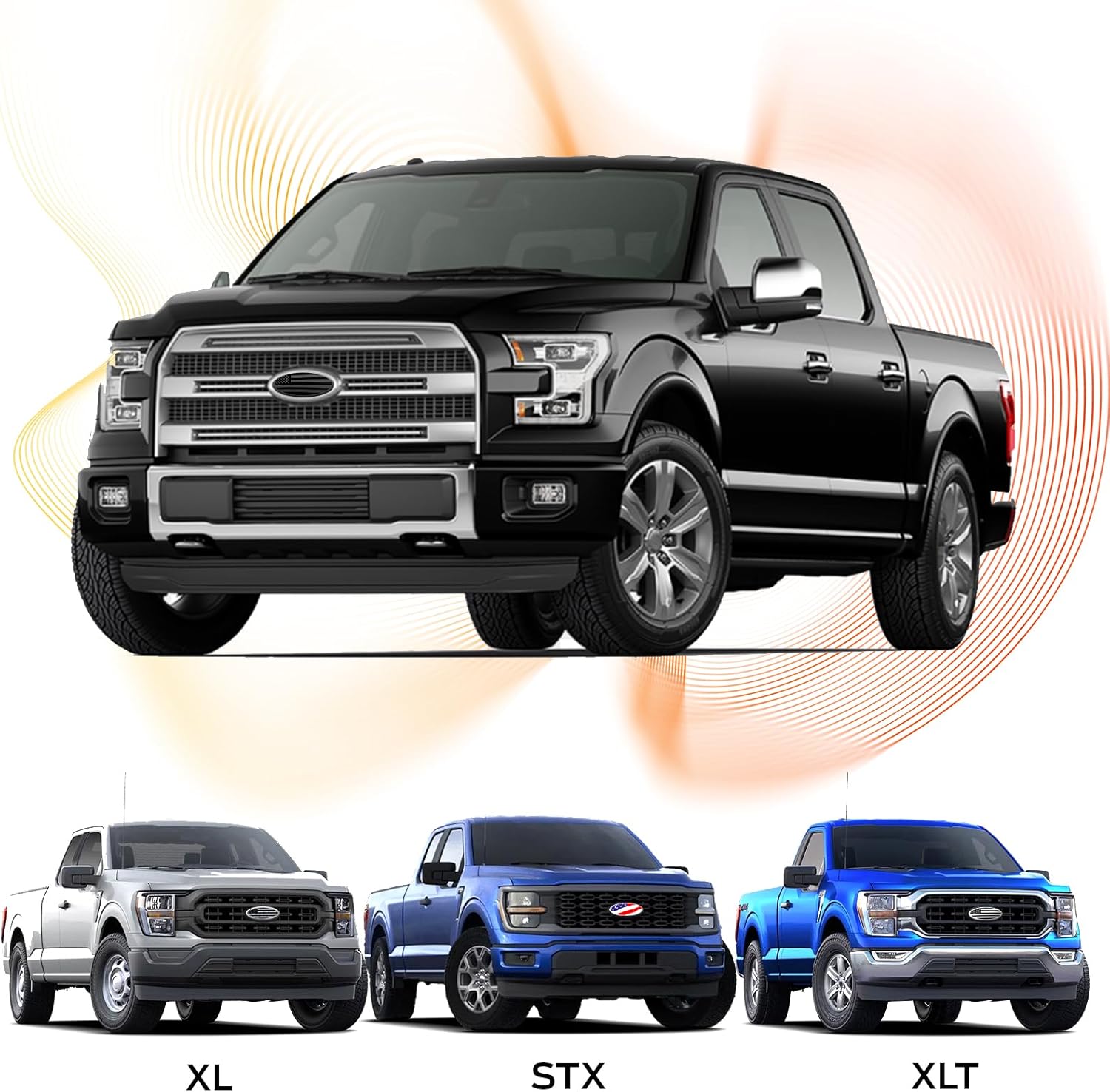 Elevate Your Ride with the Silver American Flag Tailgate Emblem for Ford F150, F250, F350 - Stunning 9 Inch Aluminum Front Grill Badge