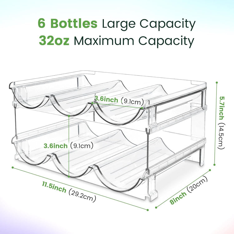 Effortlessly Organize Your Space with Our Stackable Water Bottle Storage Rack - 2-Pack Classic Acrylic Design