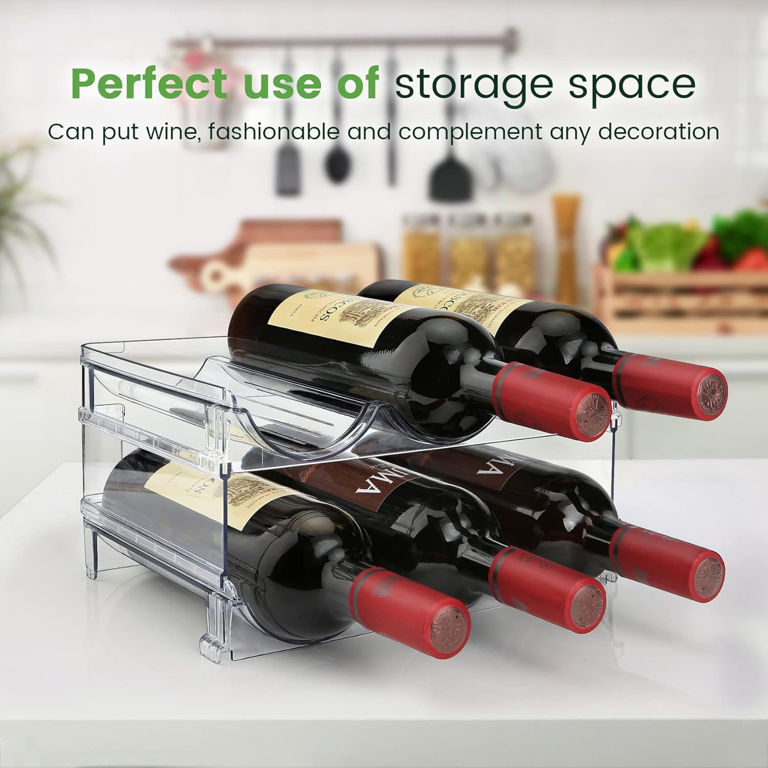 Effortlessly Organize Your Space with Our Stackable Water Bottle Storage Rack - 2-Pack Classic Acrylic Design