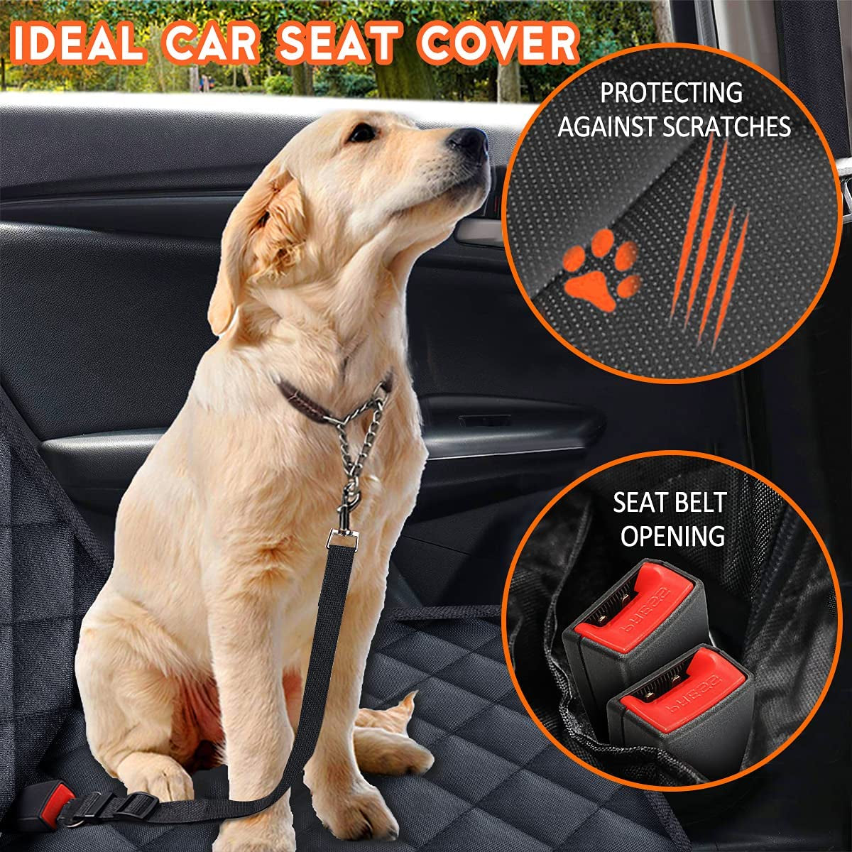 Ultimate Dog Car Seat Cover - Waterproof, Non-Slip Back Seat Protector for Pets & Kids - Universal Fit for Cars, Trucks & SUVs - Black