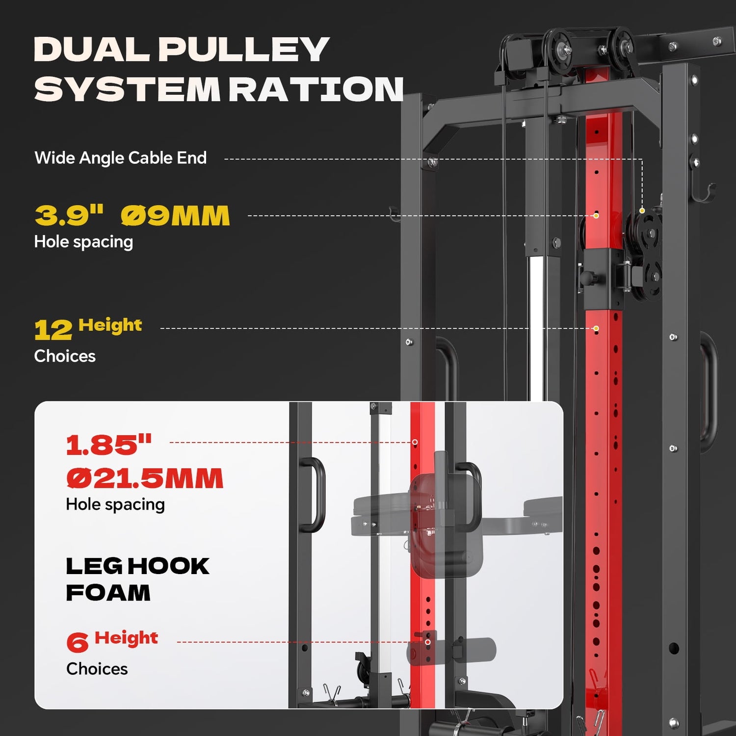 Ultimate Home Gym Machine - All-in-One High/Low Pulley System for Comprehensive Strength Training, Lat Pulldown, Rowing, and Leg Support