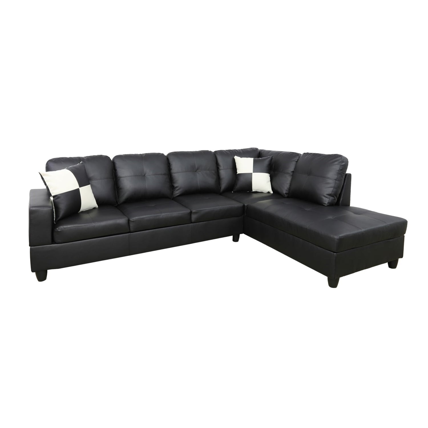 Stylish and Comfortable L-Shaped Convertible Sectional Sofa for Small Spaces - Elegant Black Design (Without Ottoman)