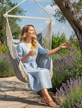 Experience Ultimate Comfort with Our Hammock Chair - Max 500 lbs Capacity, 2 Cushions Included, Stylish Metal Spreader Bar, Portable Design with Side Pocket for Indoor & Outdoor Relaxation
