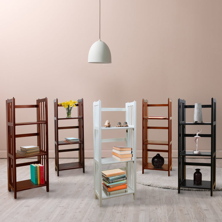 Elegant Mahogany 3-Shelf Folding Bookcase - Perfect for Your Office or Kids Room