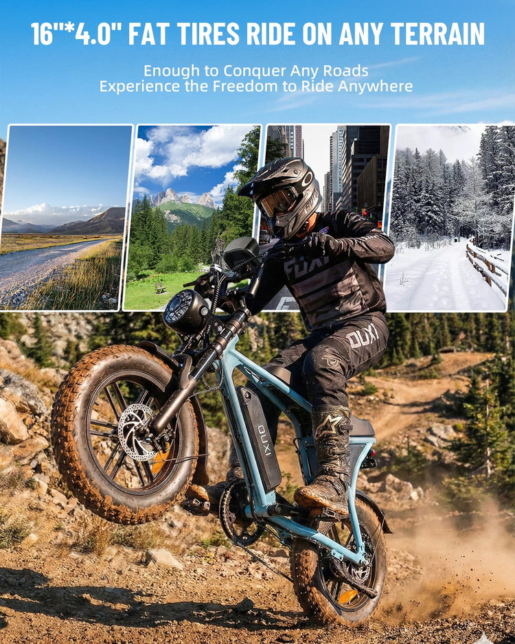 Experience the Thrill of the V8 Mini Electric Bike - 16" Fat Tire eBike with 500W Power and Retro Style, Perfect for All Adventures!