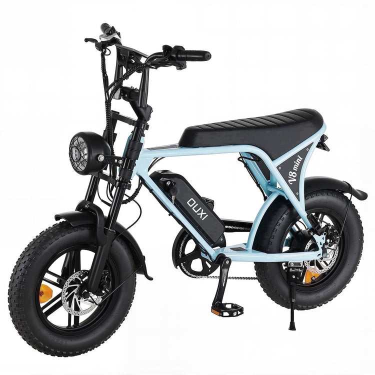 Experience the Thrill of the V8 Mini Electric Bike - 16" Fat Tire eBike with 500W Power and Retro Style, Perfect for All Adventures!