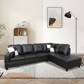Stylish and Comfortable L-Shaped Convertible Sectional Sofa for Small Spaces - Elegant Black Design (Without Ottoman)