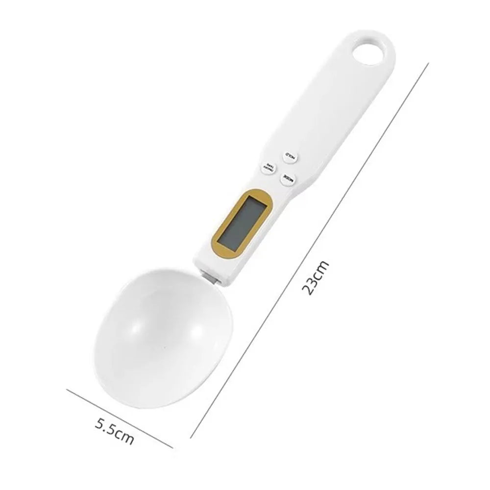 Digital kitchen measuring spoon scale for liquid and powder ingredient measurement