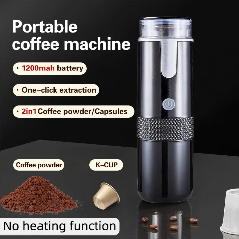 Brew Your Perfect Cup Anywhere: Portable Electric Capsule Coffee Maker for Ground Coffee and KCUP Capsules