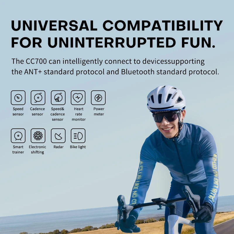 CC700 GPS Bike Computer: 2.8-Inch Waterproof Cycling Navigator with Smart Notifications and Route Planning