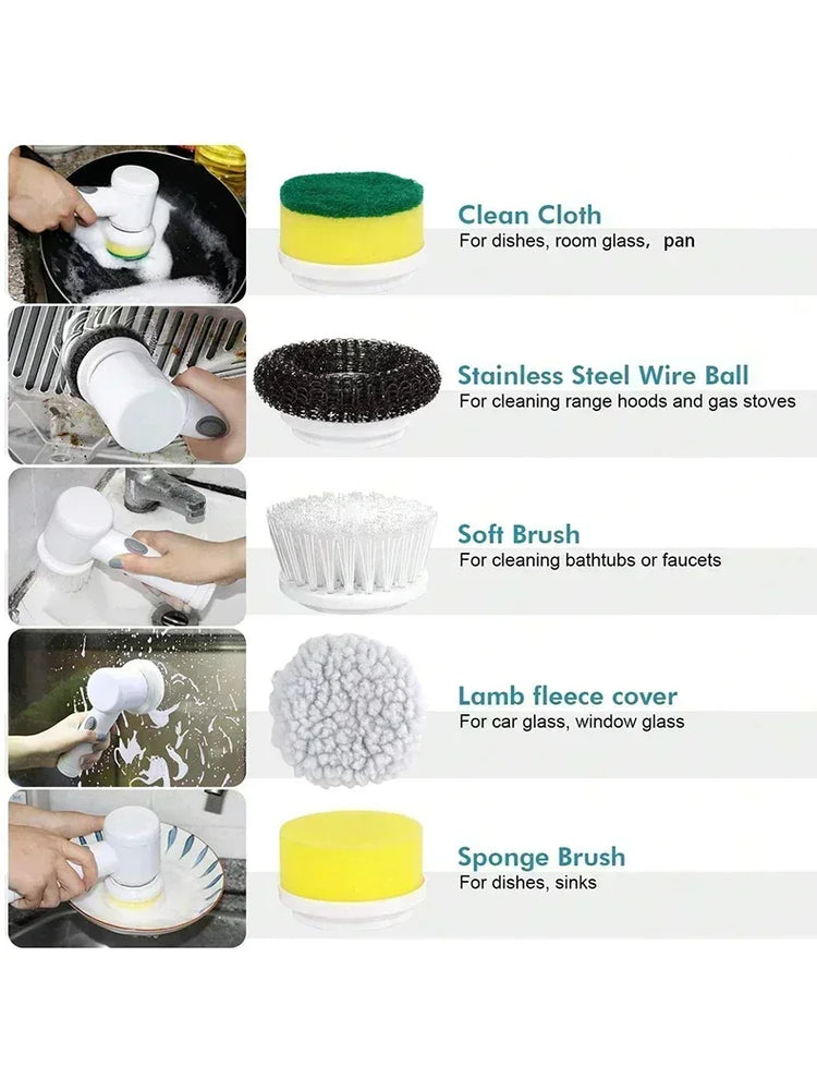 Revolutionary Cordless Electric Spin Scrubber with 5 Versatile Brush Heads for Effortless Cleaning