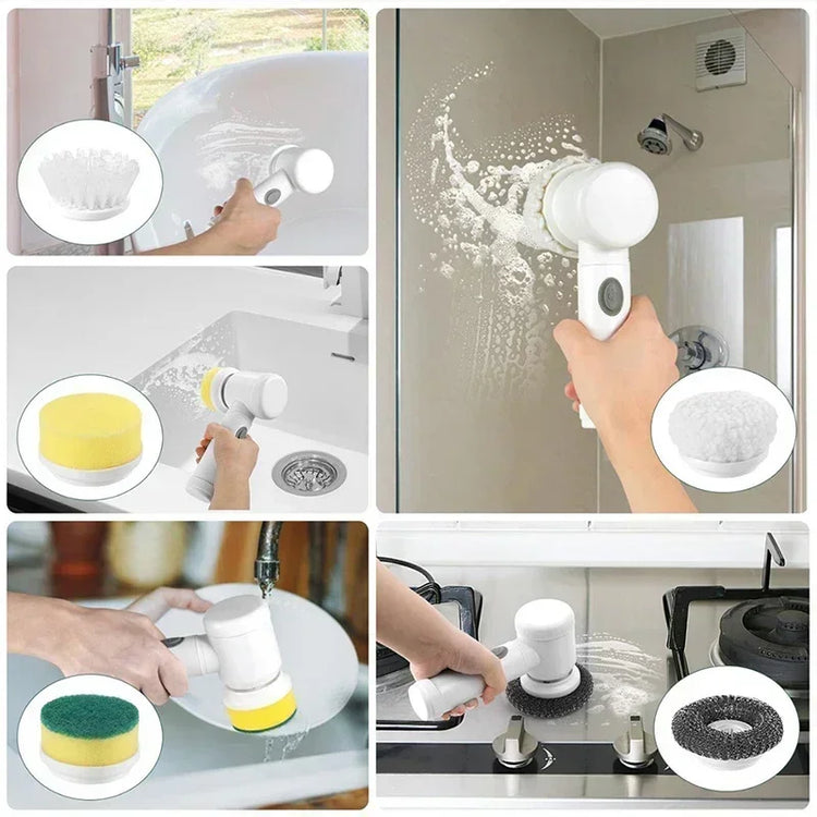 Revolutionary Cordless Electric Spin Scrubber with 5 Versatile Brush Heads for Effortless Cleaning