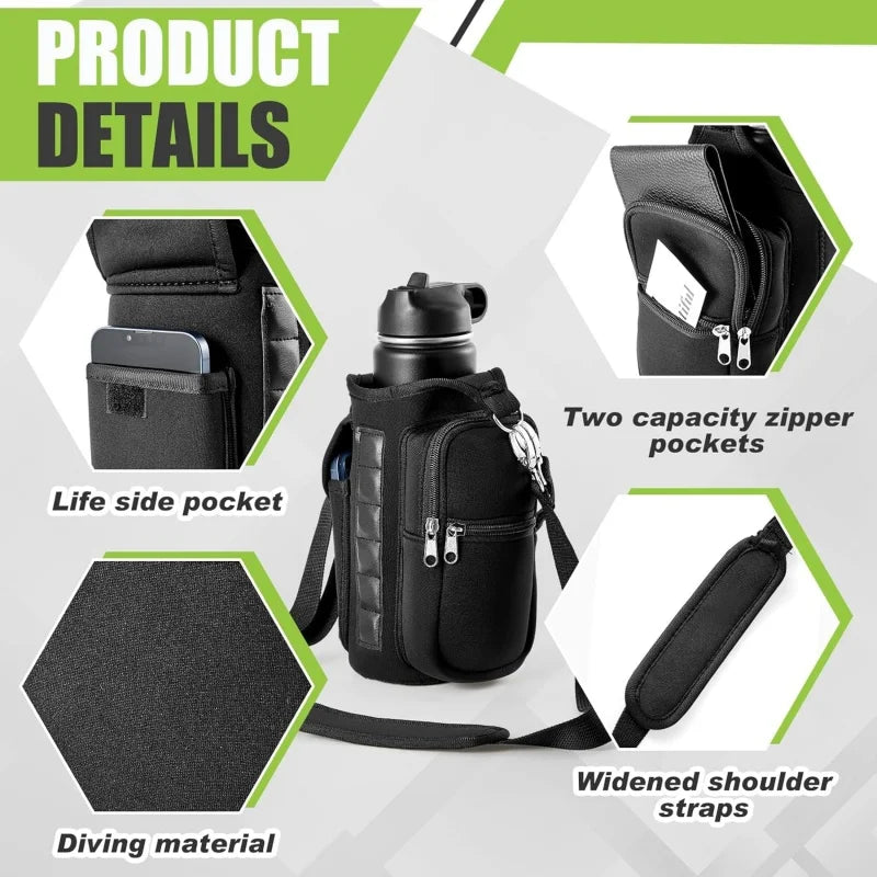 Magnetic Water Bottle Carrier with Phone Pocket - Perfect Gym Companion with 6 Strong Magnets