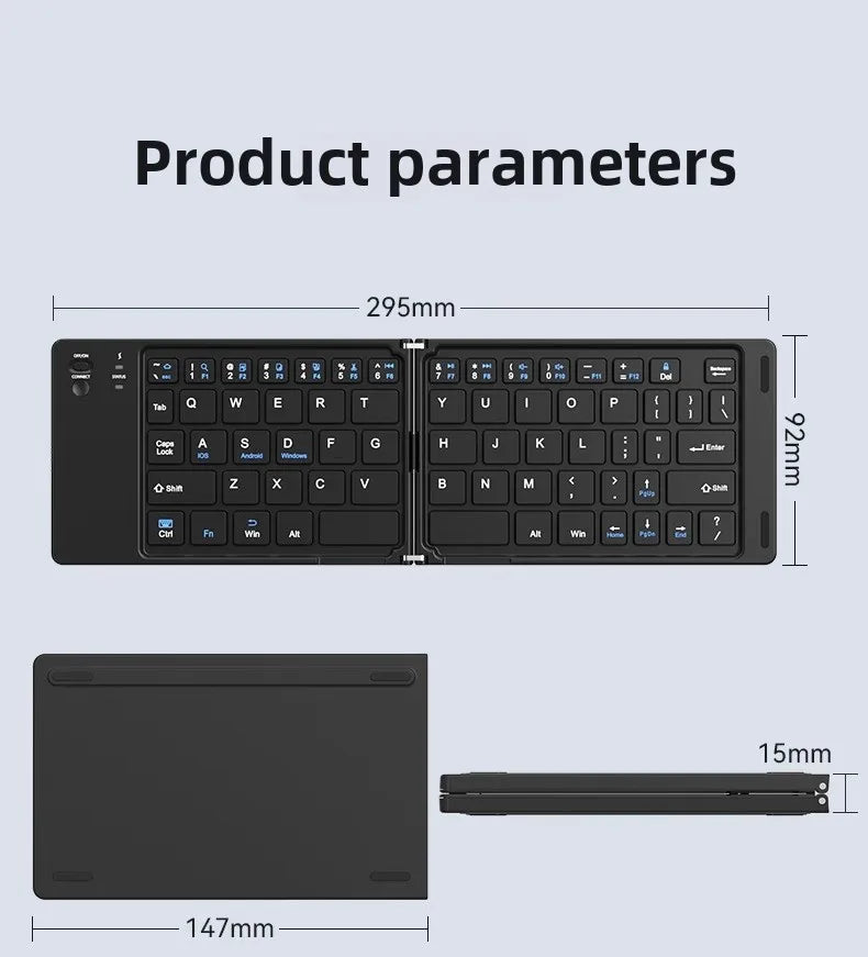 Compact & Stylish Mini Foldable Wireless Keyboard - Perfect for IOS, Windows, and Android Devices