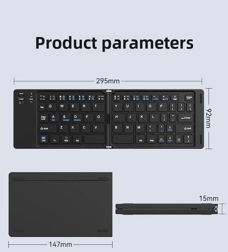 Compact & Stylish Mini Foldable Wireless Keyboard - Perfect for IOS, Windows, and Android Devices