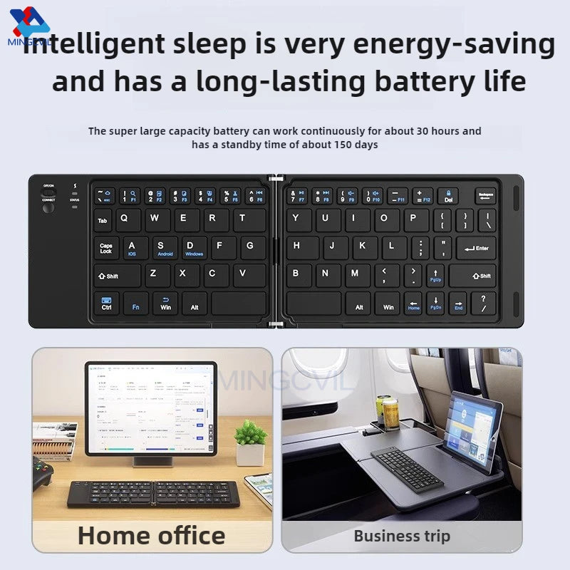 Compact & Stylish Mini Foldable Wireless Keyboard - Perfect for IOS, Windows, and Android Devices