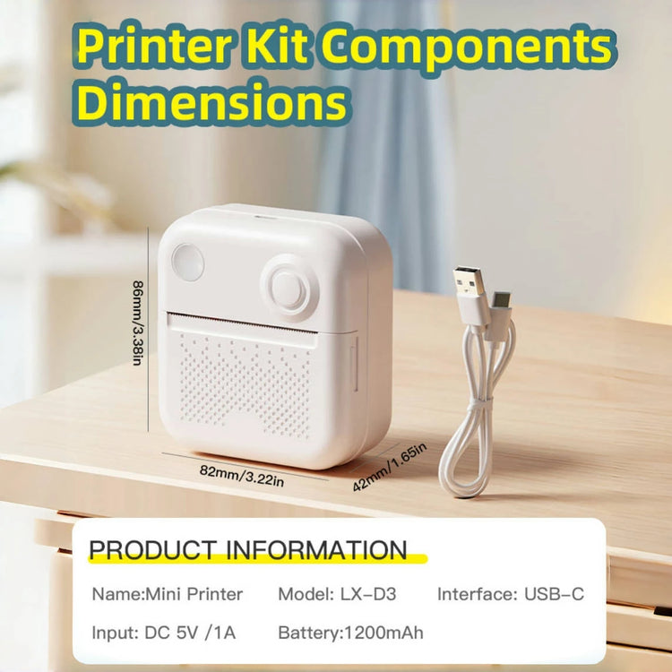 D3 Mini Portable Thermal Printer - Perfect for Photos, Labels, and Memos!