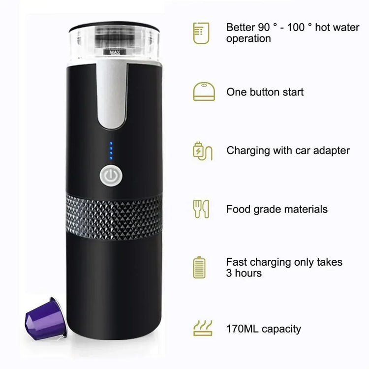 Brew Your Perfect Cup Anywhere: Portable Electric Capsule Coffee Maker for Ground Coffee and KCUP Capsules