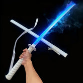 Rukia katana LED sword displayed with blue glowing blade and decorative scabbard, ideal for cosplay events.