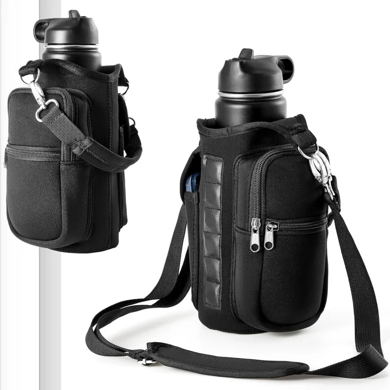 Magnetic Water Bottle Carrier with Phone Pocket - Perfect Gym Companion with 6 Strong Magnets