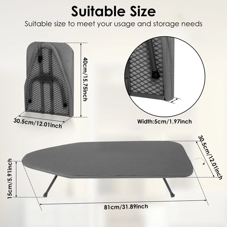 Compact and Portable Tabletop Ironing Board - Foldable Design with Heat Resistant Cover for Effortless Ironing in Small Spaces