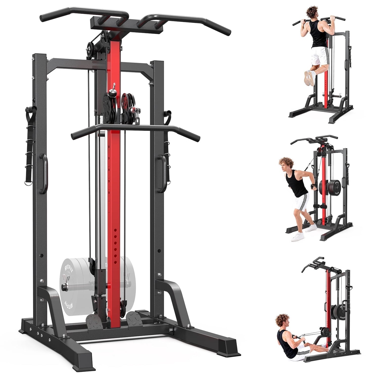 Ultimate Home Gym Machine - All-in-One High/Low Pulley System for Comprehensive Strength Training, Lat Pulldown, Rowing, and Leg Support