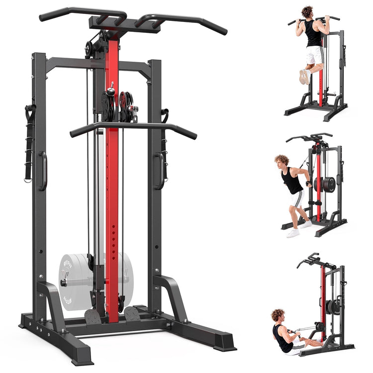 Ultimate Home Gym Machine - All-in-One High/Low Pulley System for Comprehensive Strength Training, Lat Pulldown, Rowing, and Leg Support