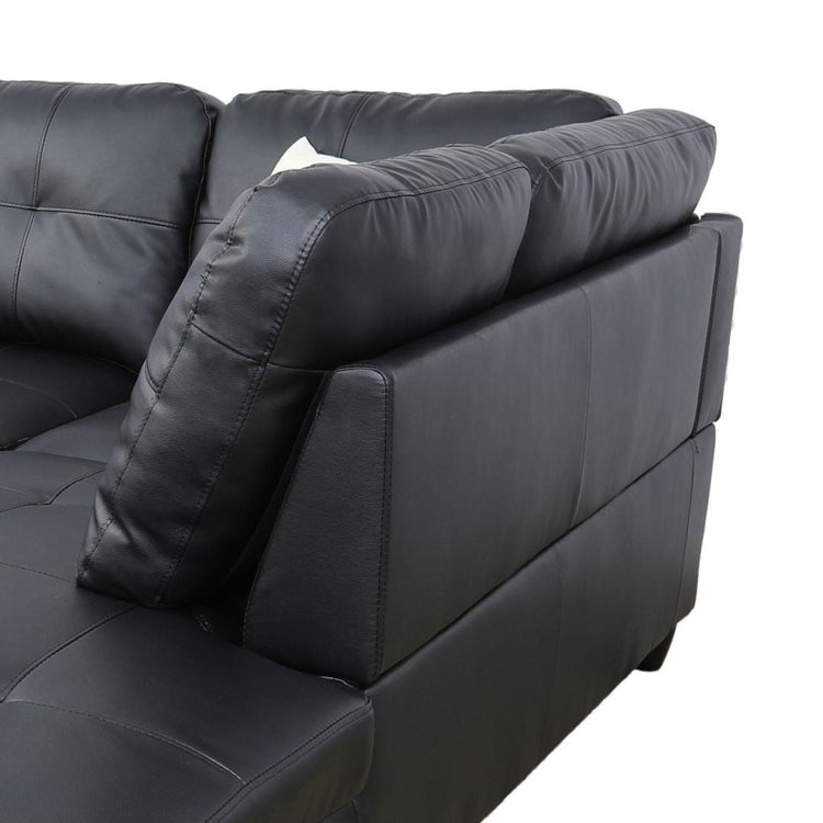 Stylish and Comfortable L-Shaped Convertible Sectional Sofa for Small Spaces - Elegant Black Design (Without Ottoman)