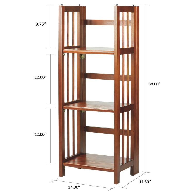Elegant Mahogany 3-Shelf Folding Bookcase - Perfect for Your Office or Kids Room