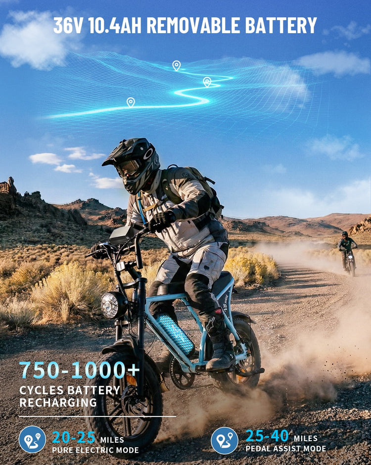 Experience the Thrill of the V8 Mini Electric Bike - 16" Fat Tire eBike with 500W Power and Retro Style, Perfect for All Adventures!