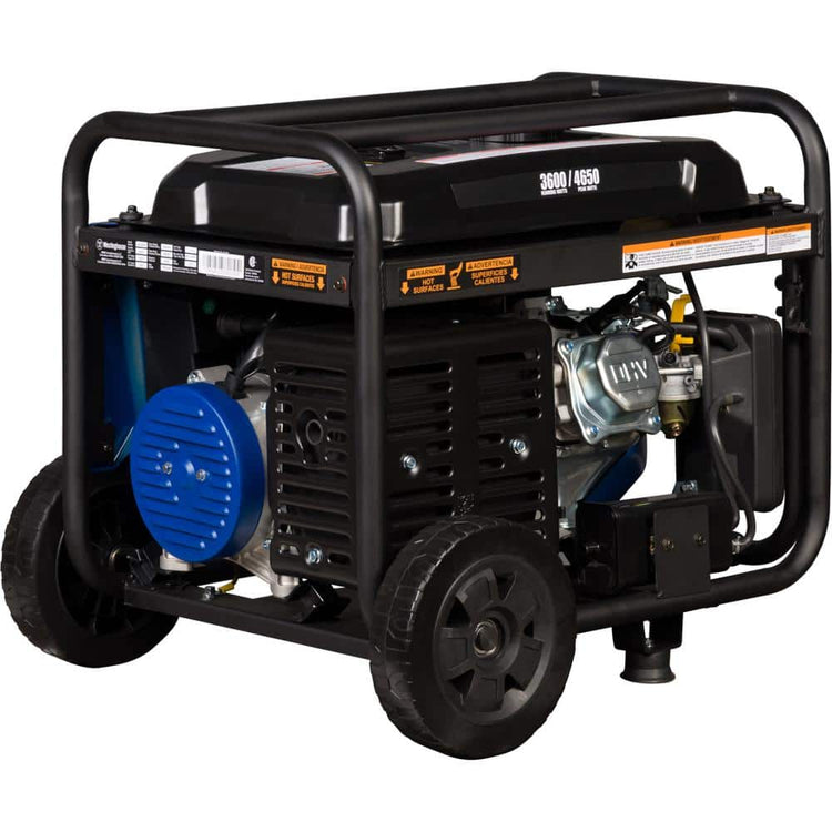 Power Up Anywhere: 4,650W Portable Gas Generator with CO Sensor & Wheel Kit for Easy Transport