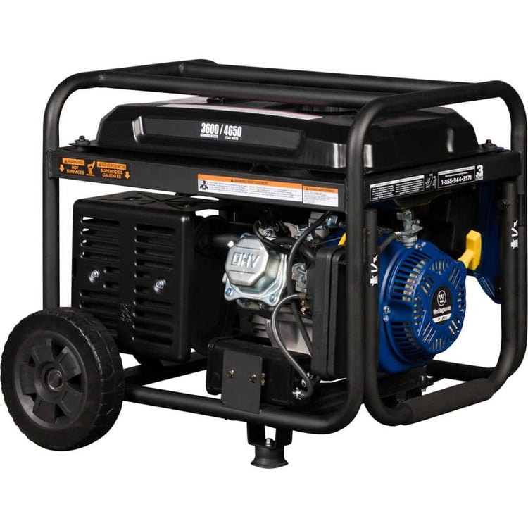 Power Up Anywhere: 4,650W Portable Gas Generator with CO Sensor & Wheel Kit for Easy Transport