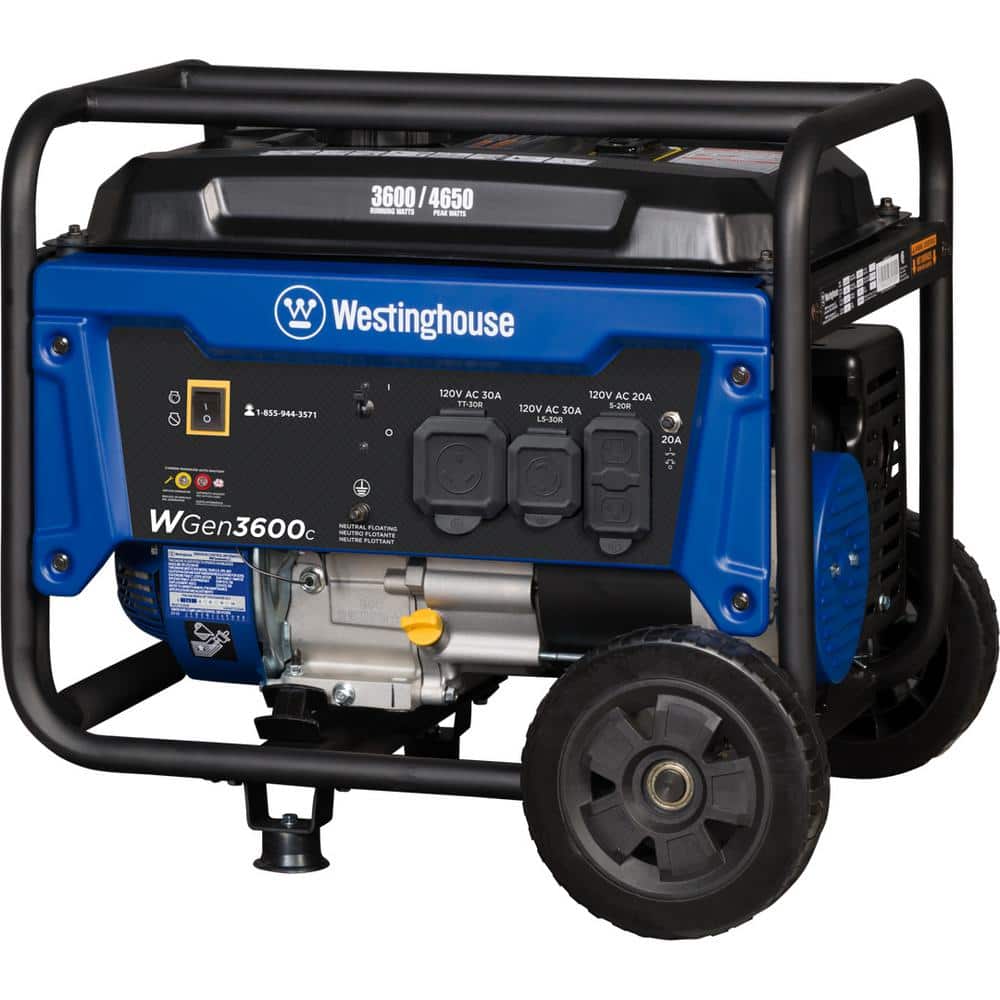 Power Up Anywhere: 4,650W Portable Gas Generator with CO Sensor & Wheel Kit for Easy Transport