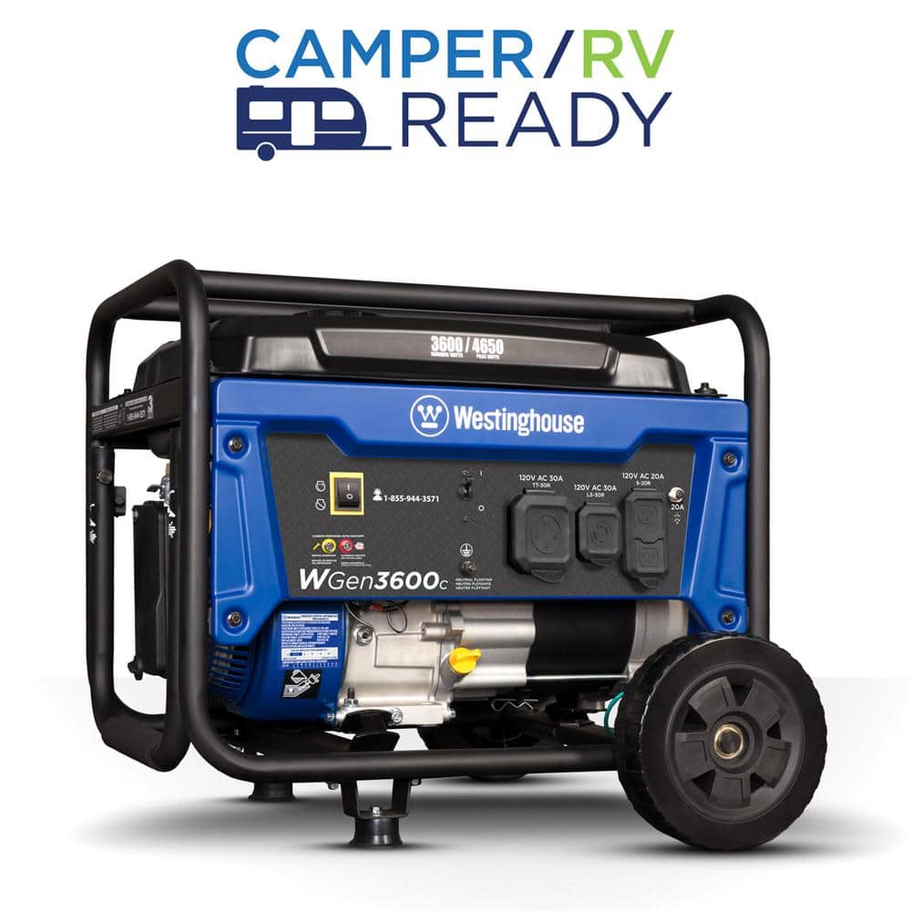 Power Up Anywhere: 4,650W Portable Gas Generator with CO Sensor & Wheel Kit for Easy Transport