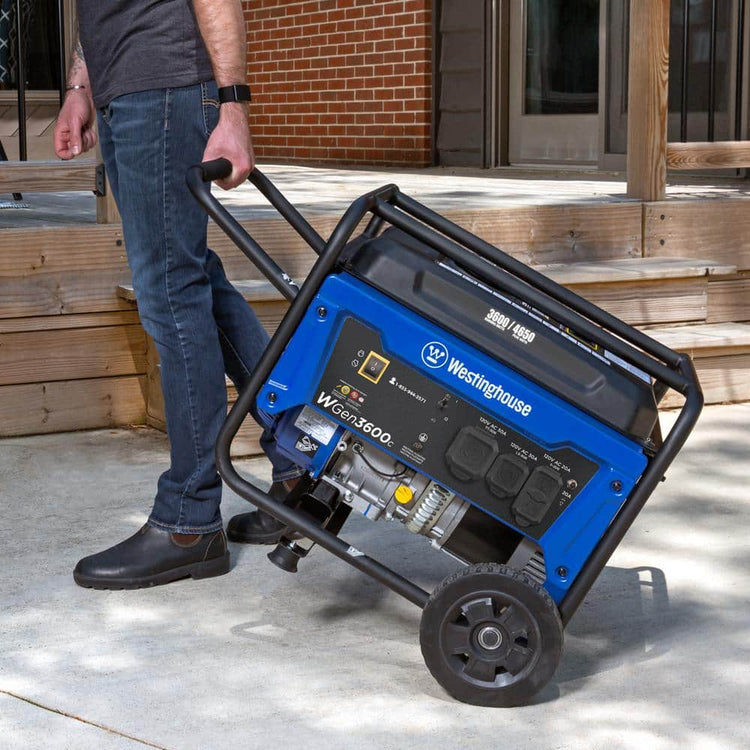 Power Up Anywhere: 4,650W Portable Gas Generator with CO Sensor & Wheel Kit for Easy Transport