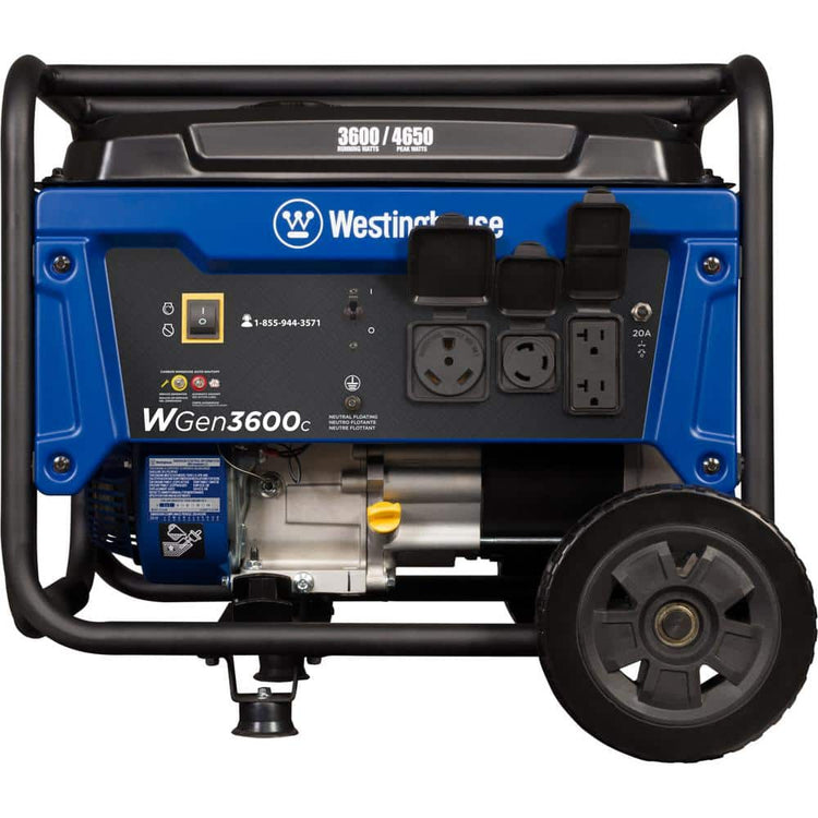 Power Up Anywhere: 4,650W Portable Gas Generator with CO Sensor & Wheel Kit for Easy Transport