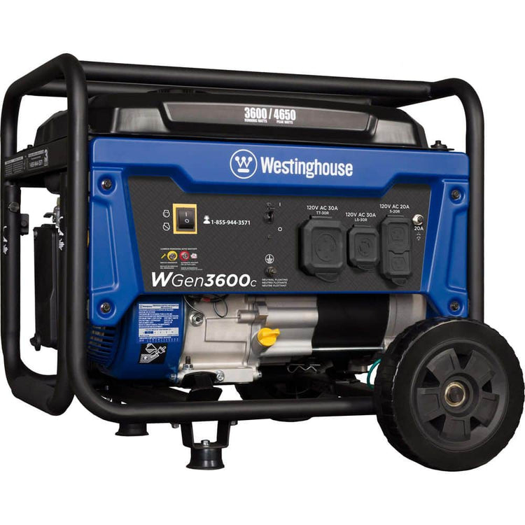 Power Up Anywhere: 4,650W Portable Gas Generator with CO Sensor & Wheel Kit for Easy Transport